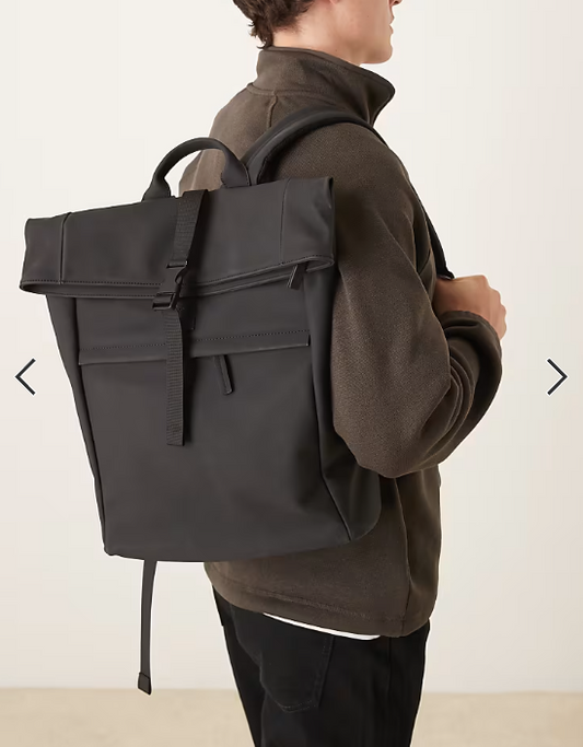 Mango roll top backpack in black