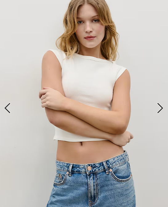 Stradivarius Basic boatneck t-shirt in ecru