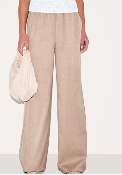 Sage green woven elasticated waist wide leg trouser
