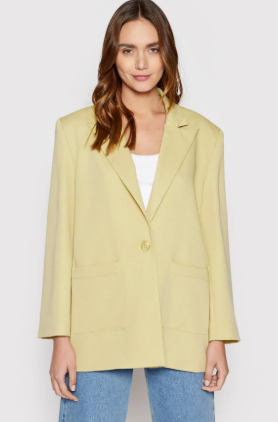 NAKD - One Button Oversized Blazer - Pale Yellow