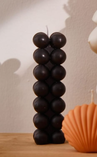 Black booble pillar cotton scented candle