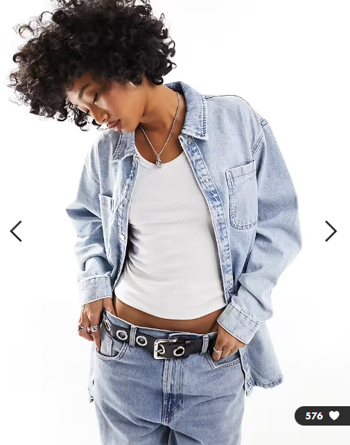 Noisy May denim shacket in light blue wash