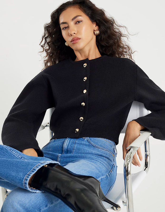 River Island - Structured sleeve Cardigan in black