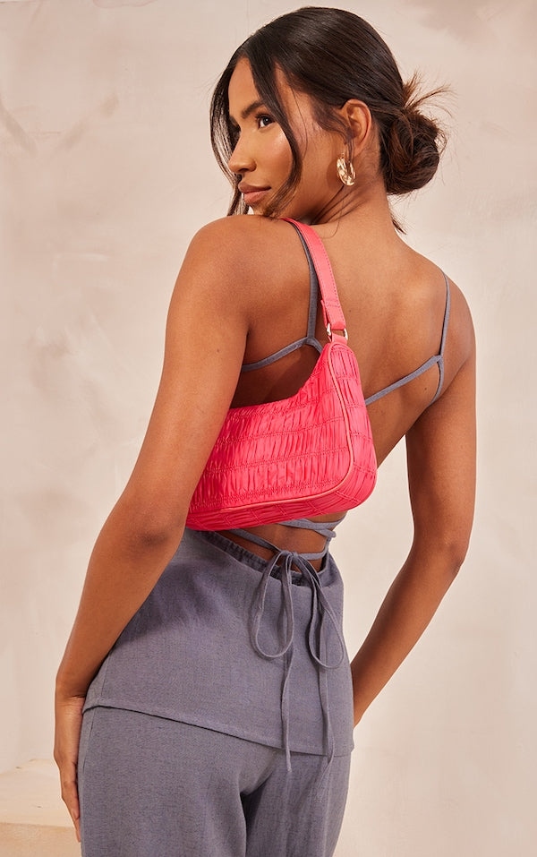 Plt - Pink Ruched Row Shoulder Bag