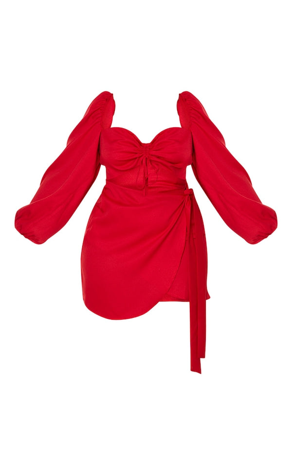 Plus Red Ruched Cut Out Bodycon Dress