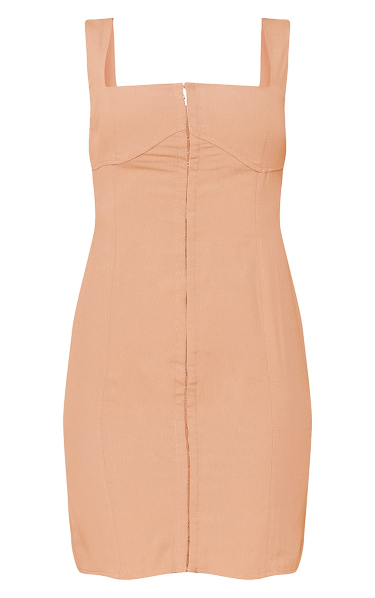 Stone Chiffon Hook & Eye Binding Detail Bodycon Dress