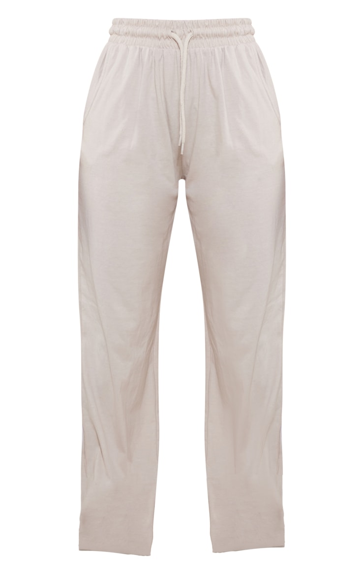 Stone Cotton Side Stripe Wide Leg Joggers