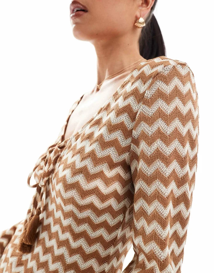 Accesorize crochet detail maxi dress in gold and cream