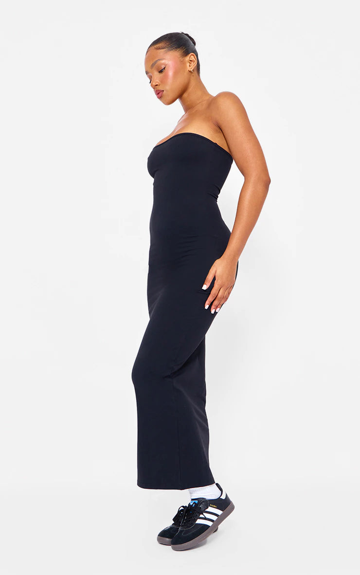 BLACK CONTOUR SCULPT BANDEAU MIDAXI DRESS