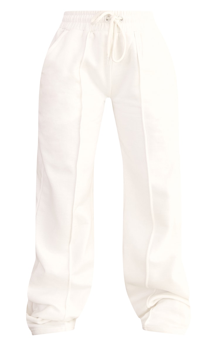 Petite Cream Seam Detail Wide Leg Joggers