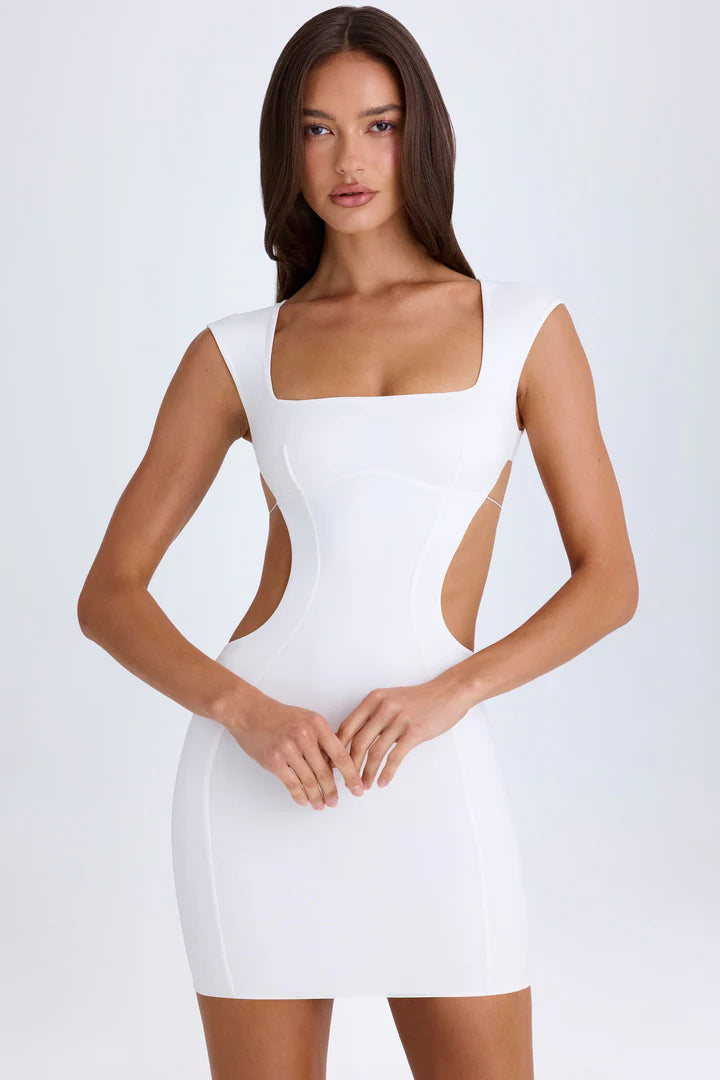 Ohpolly - Cut-Out Lace-Up Mini Dress in White