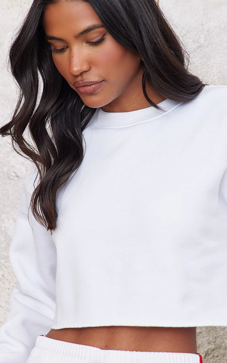 White Crop Oversized Fit Sweatshirt