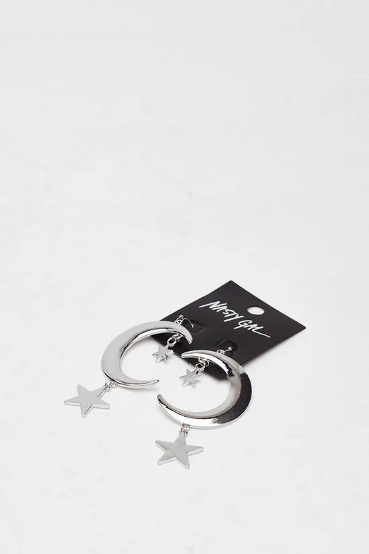 Metal Moon Drop Earrings