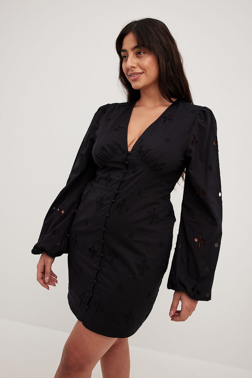 Anglaise Balloon Sleeve Mini Dress