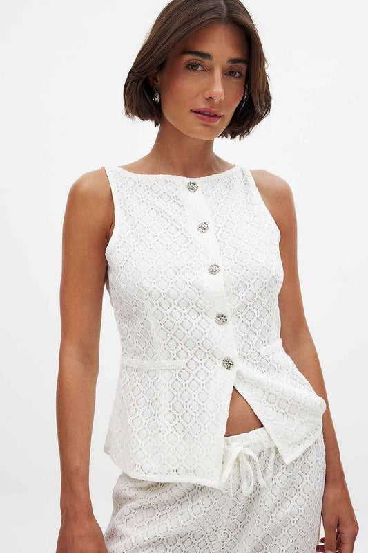 Na-kd Anglaise Button Detail Vest