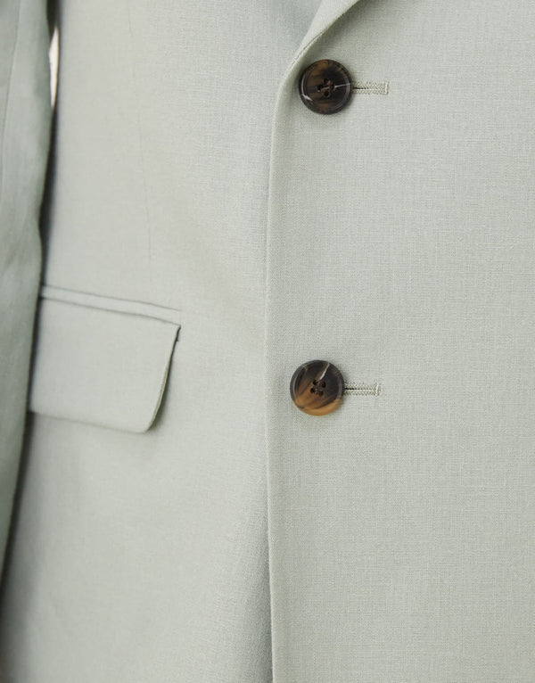ASOS DESIGN linen blend double breasted regular suit jacket in green