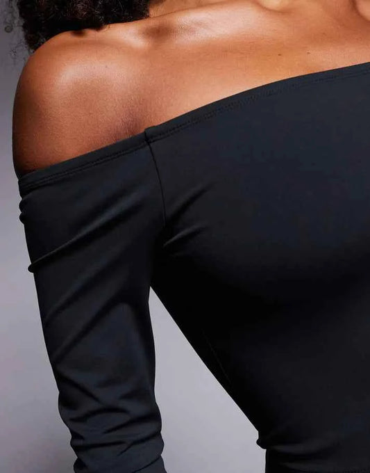ASOS DESIGN Premium sculpting bardot top in black