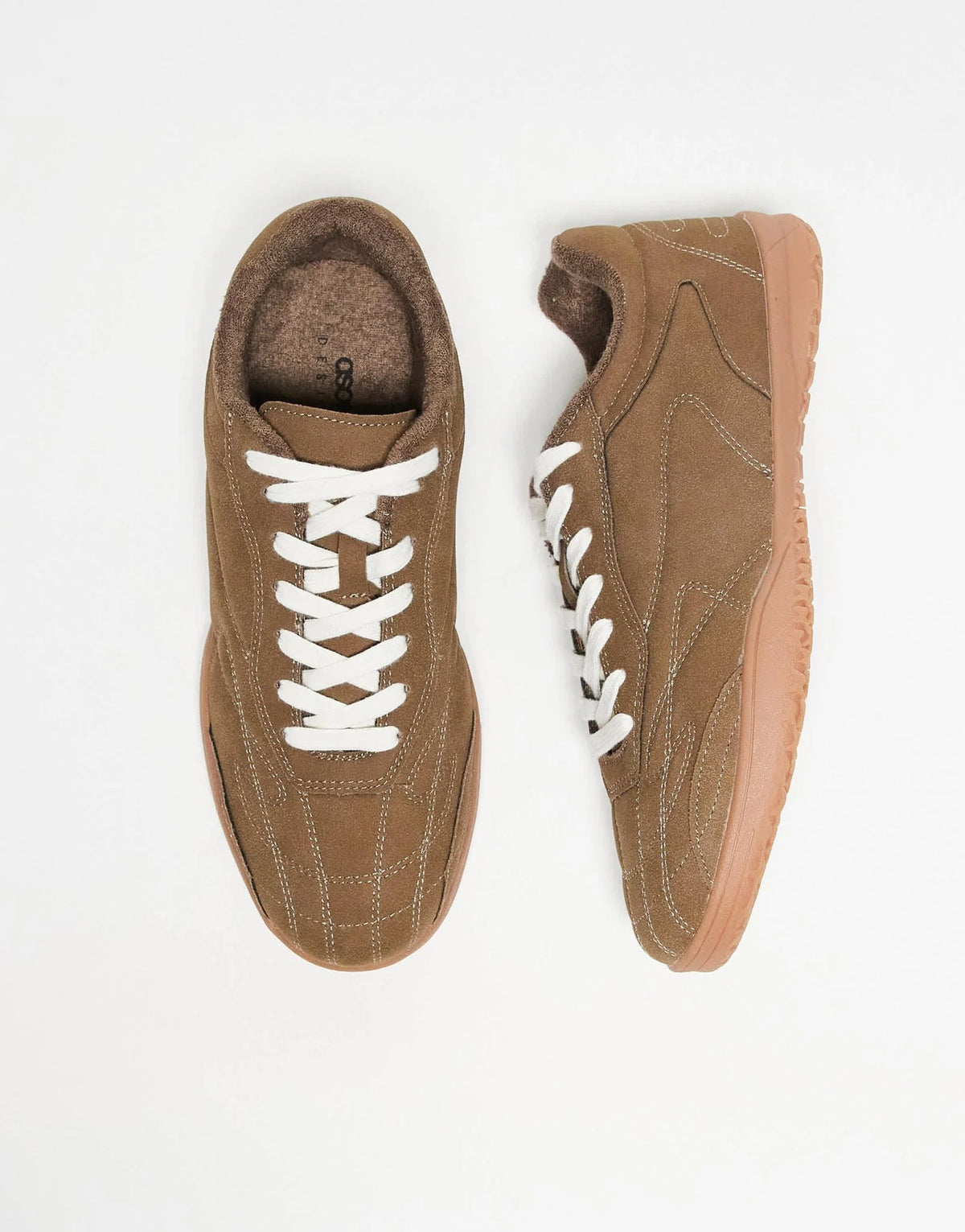 ASOS DESIGN retro trainers in brown with gum sole