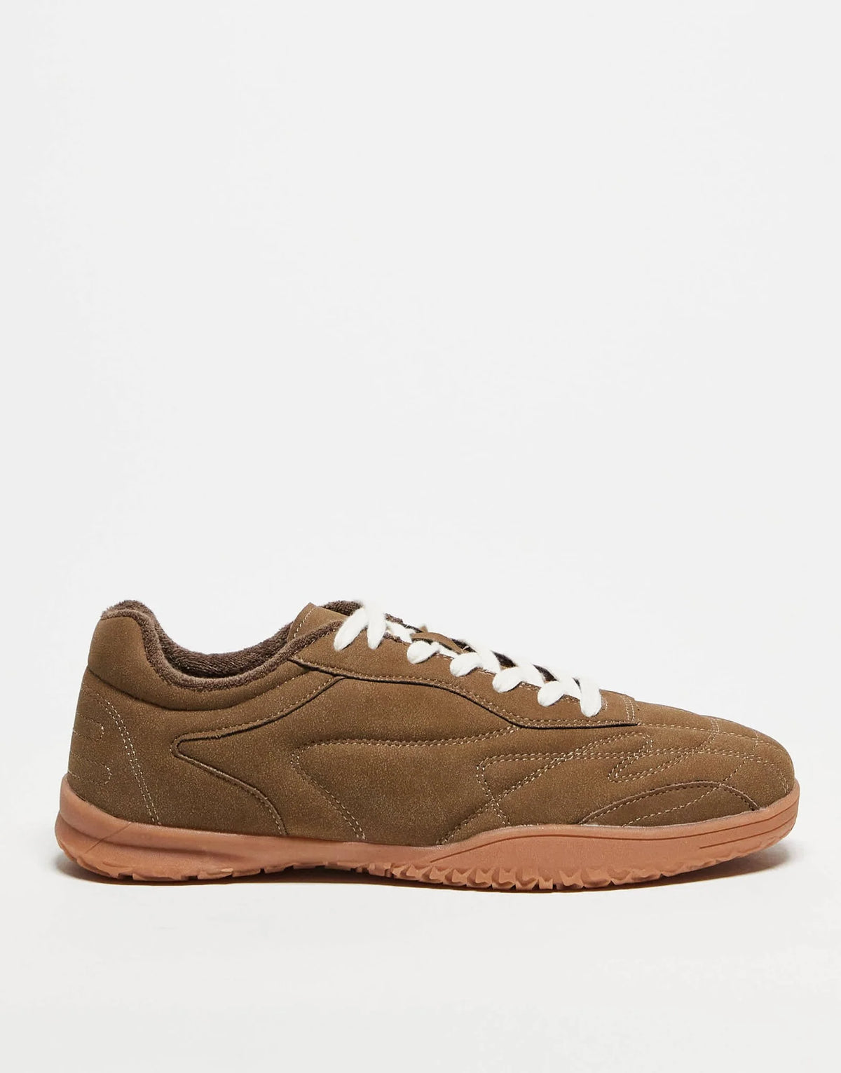 ASOS DESIGN retro trainers in brown with gum sole
