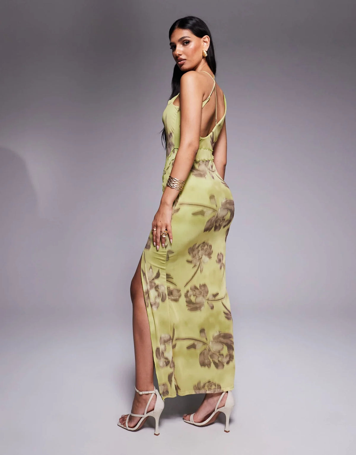ASOS DESIGN wrap neck detail with exposed seams maxi dress in floral print