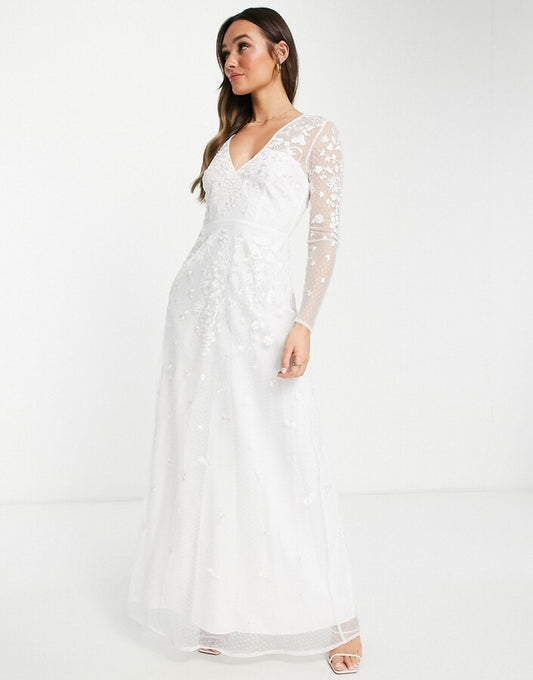 Holly Embroidered V-neck Wedding Dress