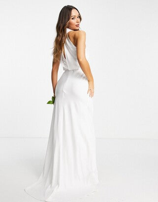 Valentina Ruched Halterneck Maxi Wedding Dress