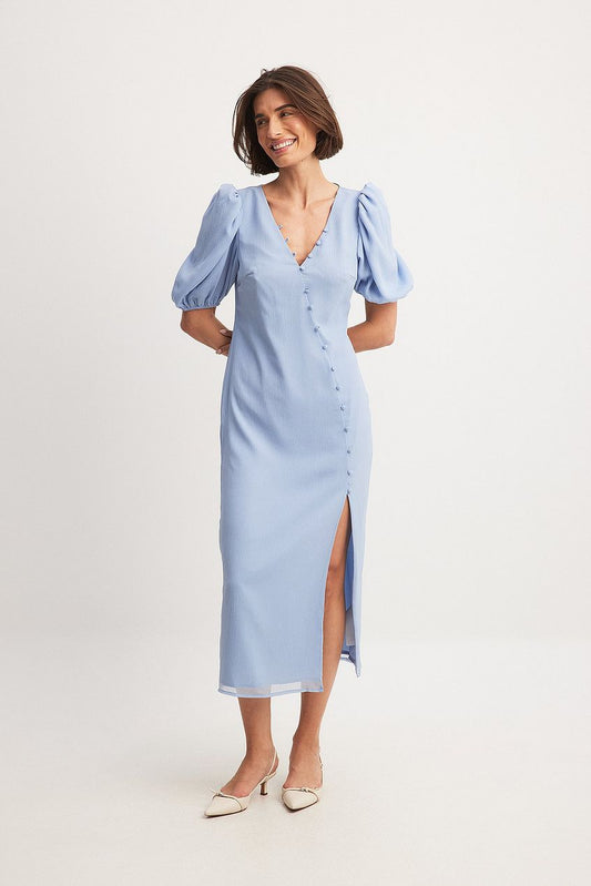 Asymmetric Buttoned Midi Dress