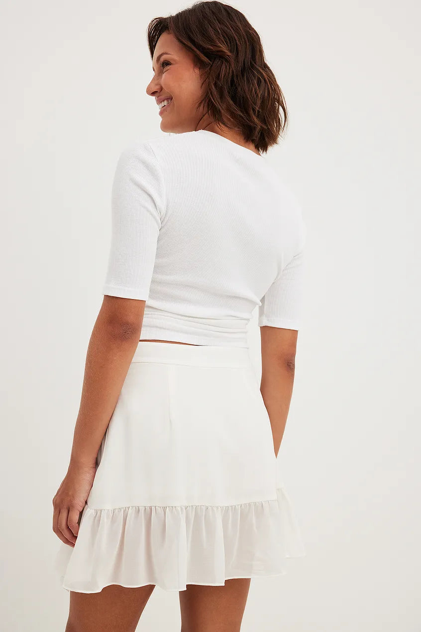 Asymmetric Frill Mini Skirt