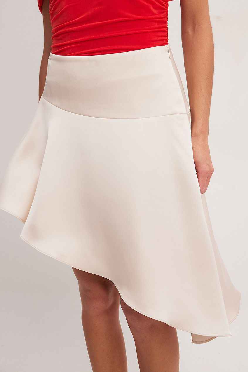 Na-kd Asymmetric Satin Midi Skirt