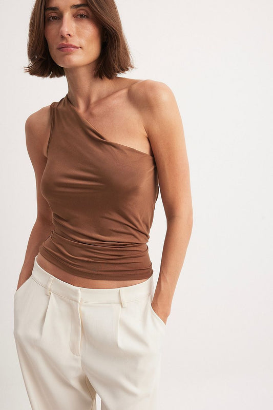 Asymmetric Straps Draped Top