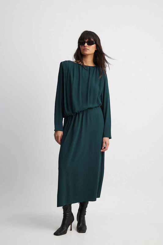 Na-kd Asymmetric Waist Draped Midi Dress
