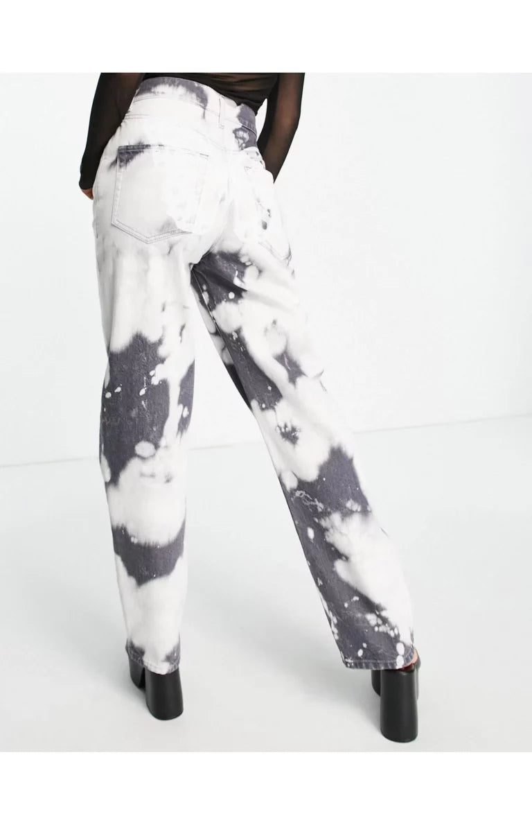 ASYOU Tie Dye Puddle Straight Jean With Butterfly Print