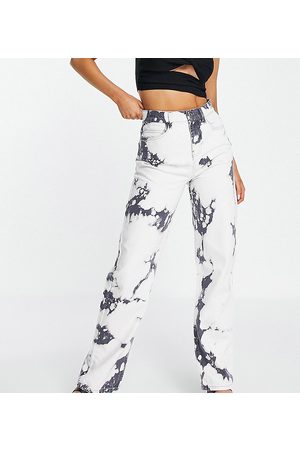 ASYOU Tie Dye Puddle Straight Jean With Butterfly Print