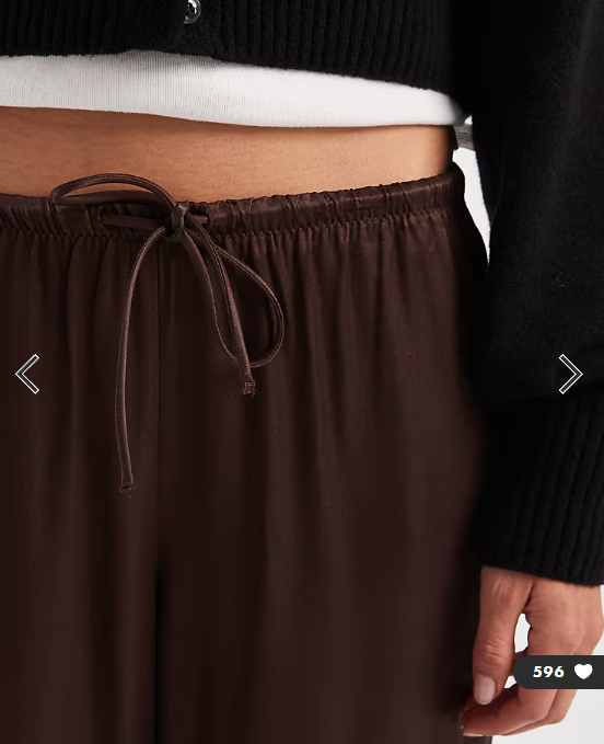 ASOS DESIGN satin wide leg pull on trouser in chocolate