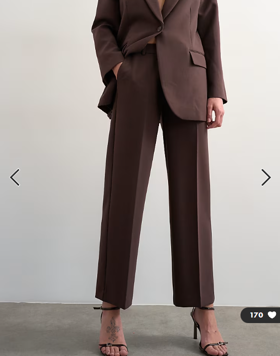 Topshop co ord mid rise clean straight trouser in chocolate