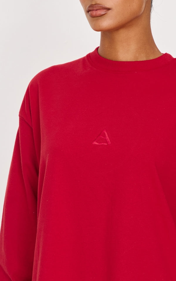 Dark Red Embroidered Sweatshirt