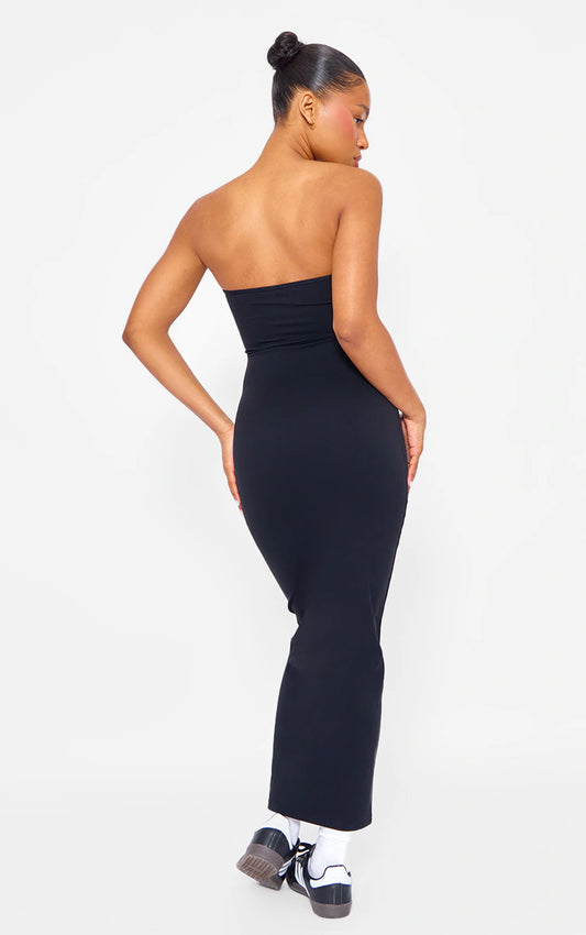 BLACK CONTOUR SCULPT BANDEAU MIDAXI DRESS