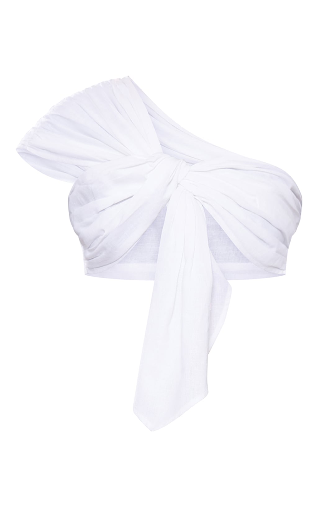 White Linen Look Textured Shorts & One Shoulder Bralet SET