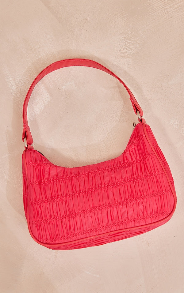 Plt - Pink Ruched Row Shoulder Bag