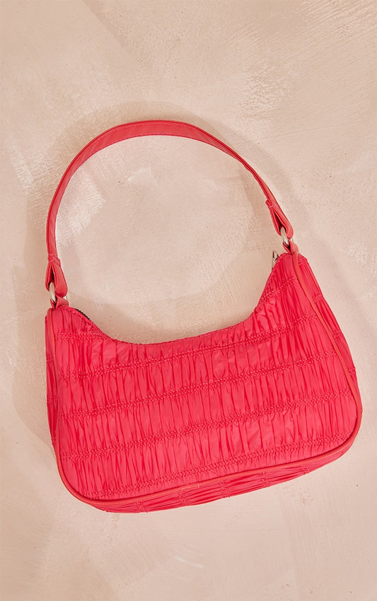Plt - Pink Ruched Row Shoulder Bag