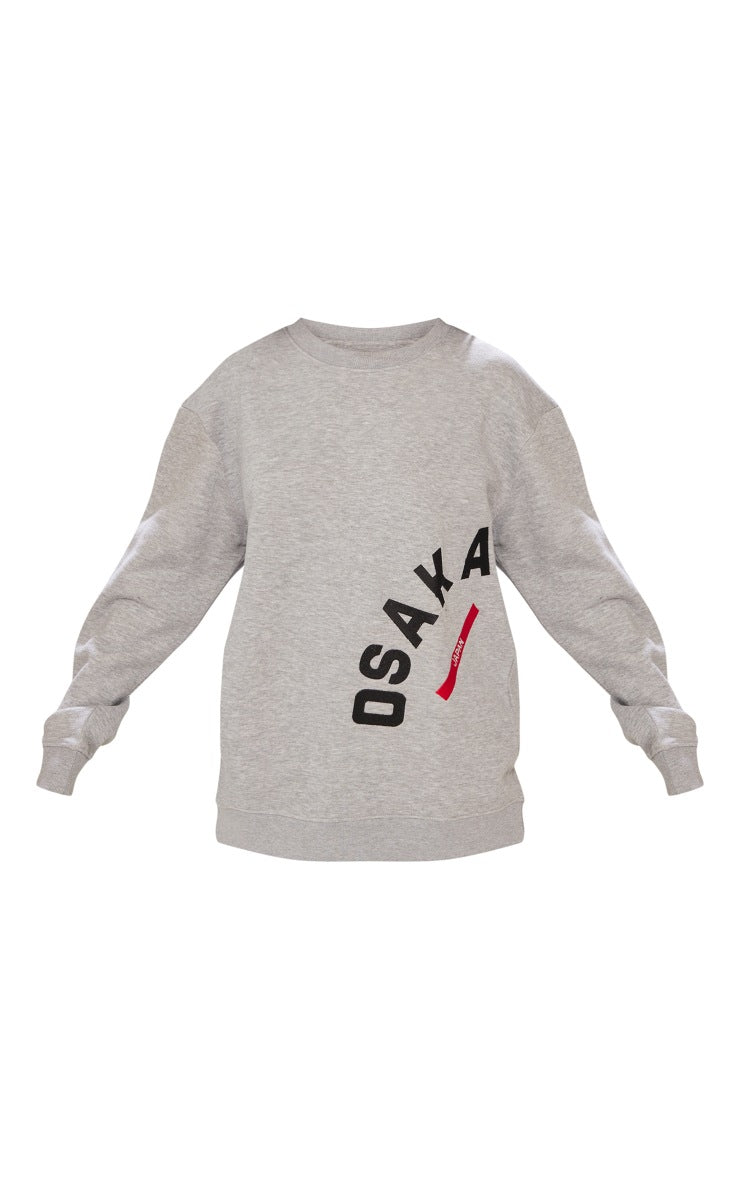 GREY MARL OSAKA JAPAN EMBROIDERED SWEATSHIRT