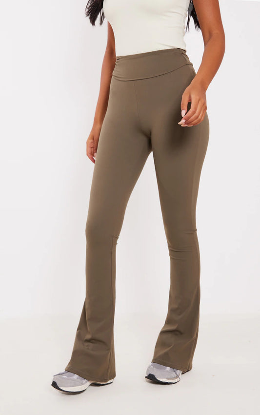 TALL CHARCOAL GREEN SNATCHED SCULPT FOLDOVER PANTS