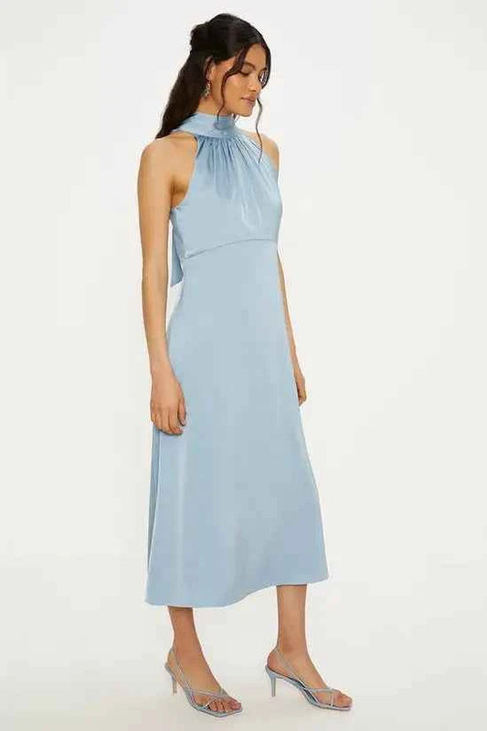 Oasis - Satin Halter Neck Midi Bridesmaid Dress