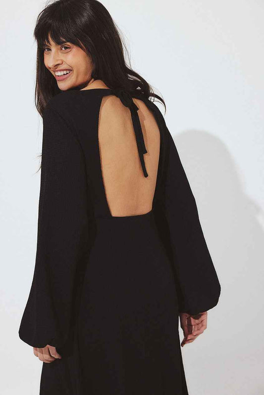 Na-kd Balloon Sleeve Open Back Maxi Dress