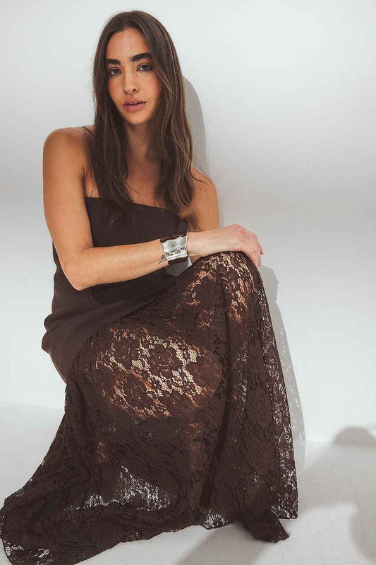 Na-kd Bandeau Sculptural Lace Skirt Dress