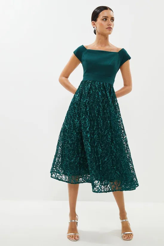 Petite Embroidered Midi Dress