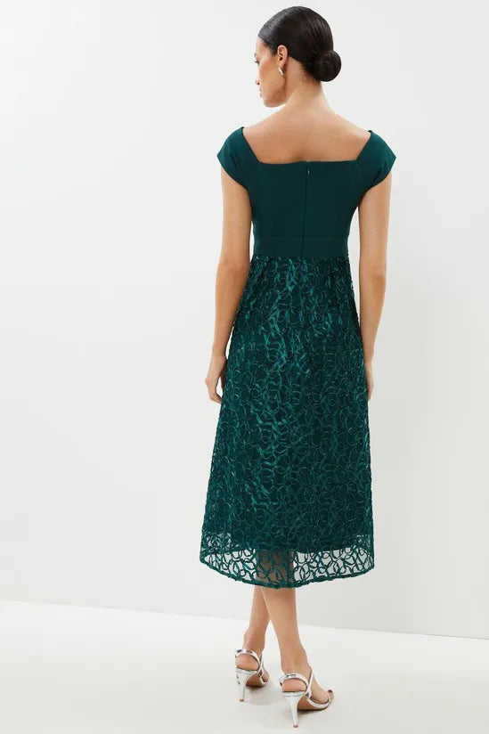 Petite Embroidered Midi Dress