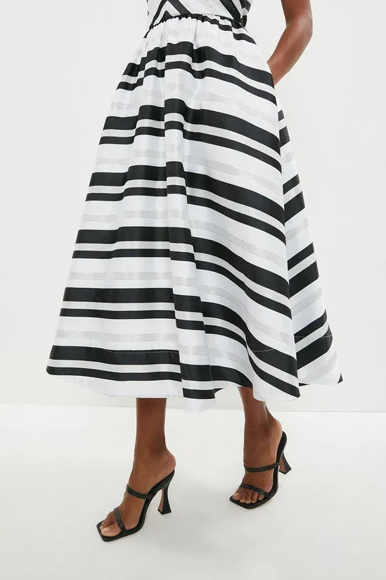 Cami Dress In Organza Stripe