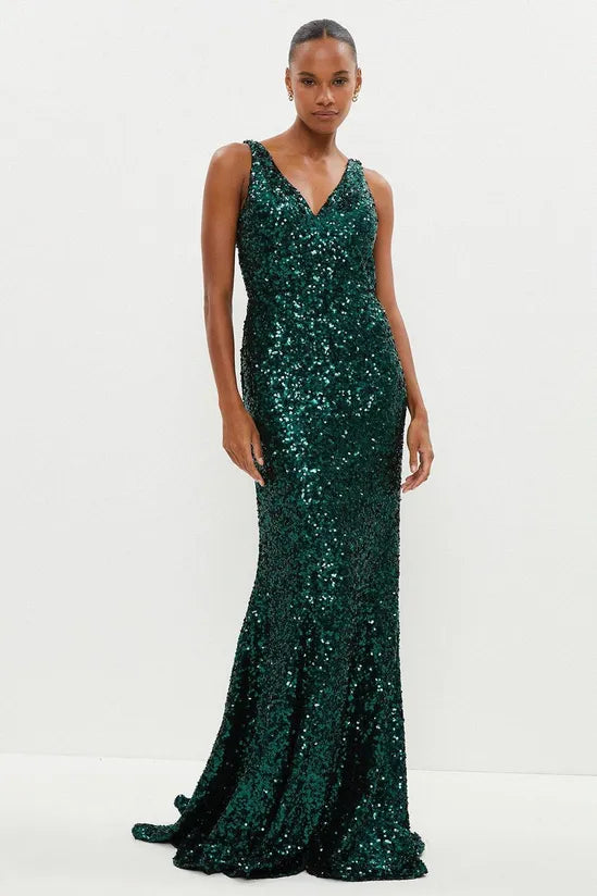 Sequin Fishtail Maxi Dress