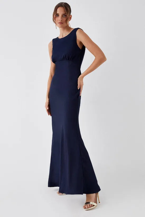 Cowl Back Fishtail Bridesmaids Maxi Dress